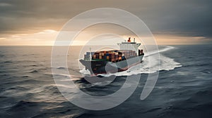 A Container Cargo Ship in the open Sea