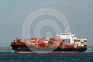 Container cargo ship at sea