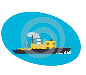 Container cargo ship on white background, freight transportation and logistic.