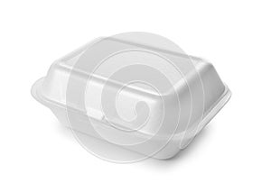 Container with cover on white background. Food delivery service