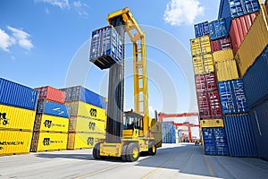 Container Crane Operating at Port Terminal photo