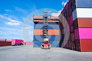 Container cranes load to the warehouse, used for exporting, importing and exporting photo