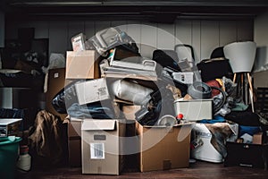container of decluttered items, ready to be donated or sold photo
