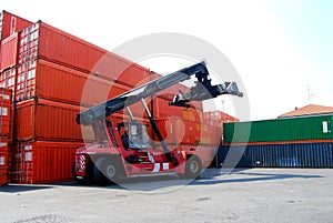 Container and forklift