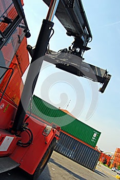 Container and forklift