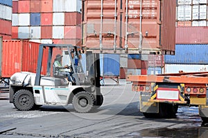 container forklift in the container yard
