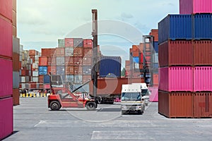 container forklift in the container yard