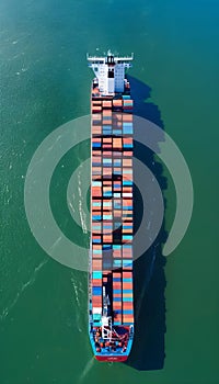 Container freight shipping, international transportation by container cargo ship
