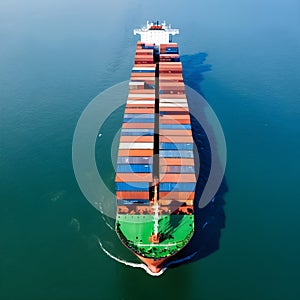 Container freight shipping, international transportation by container cargo ship