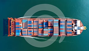 Container freight shipping, international transportation by container cargo ship