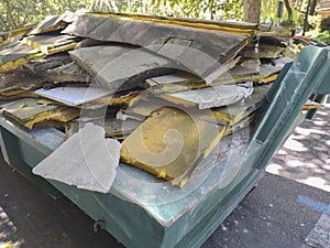 Container full of polyurethane sheets