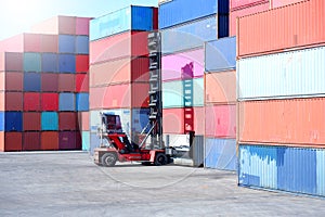 Container handlers in the harbor For imports and exports