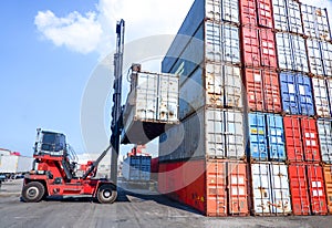 Container handlers In the shipping dock with storage cabinet background, industrial ideas
