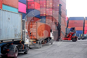 Container handling equipment in the dock