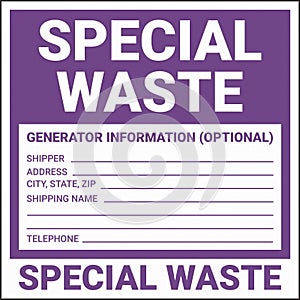 Container Hazardous Standard Label Marking Special Waste