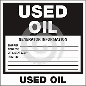 Container Hazardous Standard Label Marking Used Oil Black photo