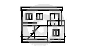 container home line icon animation