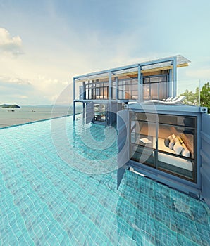 Container house with pool