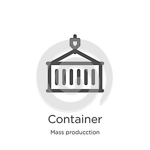 container icon vector from mass producction collection. Thin line container outline icon vector illustration. Outline, thin line