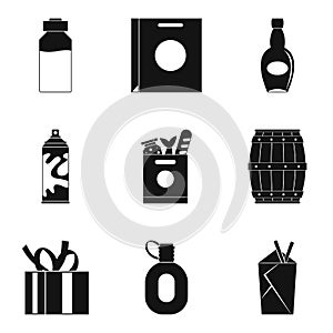 Container icons set, simple style
