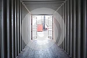 Container inside view Import and export concept