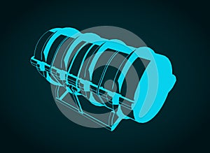 Container with life raft illustration