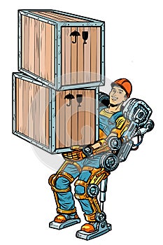 Container loader. working in the exoskeleton photo