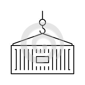 container loading line icon vector black illustration