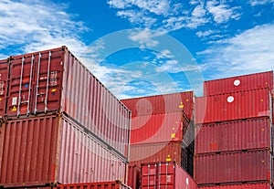 Container logistic. Cargo and shipping business. Container ship for import and export logistic. Container freight station.