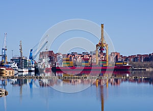 Container operation in port.