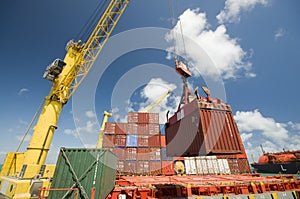 Container operation in port.