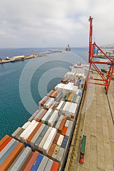 Container operation in port with cranes and gantry loading / discharging containers