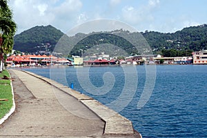 The container and passenger terminal at the Port of Castries on the Caribbean island of Saint Lucia. photo