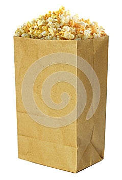 Container of popped popcorn photo