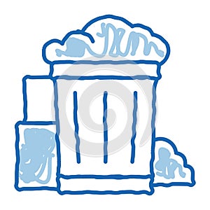 Container With Rubbish Trash doodle icon hand drawn illustration