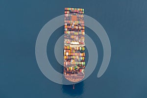 Container ship aerial view