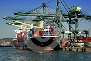 Container ship black red