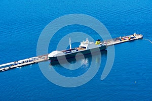 A container ship in a dock
