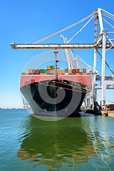 A container ship at the dock