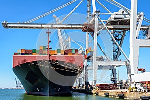 A container ship at the dock