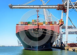A container ship at the dock