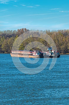 Container ship for freight transportation on Danube river