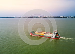 Container Ship in the gulf of Thailand
