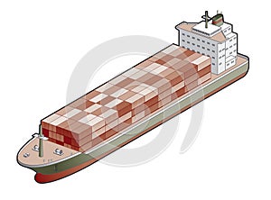 Container Ship Icon. Design Elements 41a