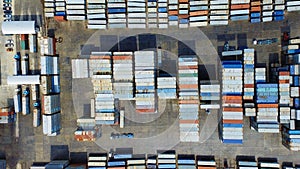 Container ship in import export and business logistic,Top view