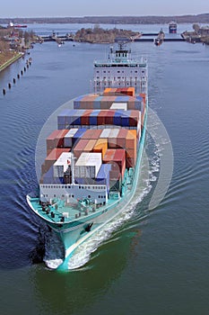 Container ship on Kiel Canal