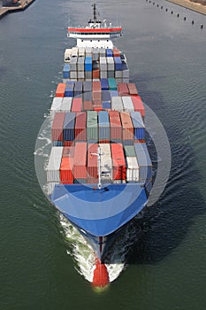 Container ship on Kiel Canal