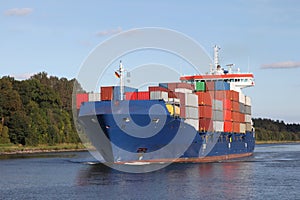 Container ship on Kiel Canal