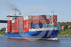 Container ship on Kiel Canal