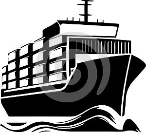 Container Ship Logo Monochrome Design Style photo